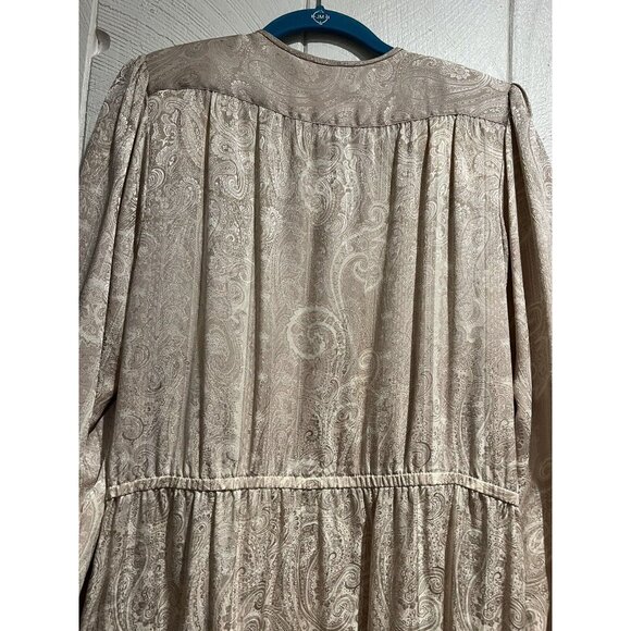 Vintage Frank Young Dress 100% Silk Paisley Long Sleeve 10 Silver Secretarial - Picture 9 of 10